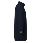 Navy blue jacket with 'EST. 2019' text on a white background